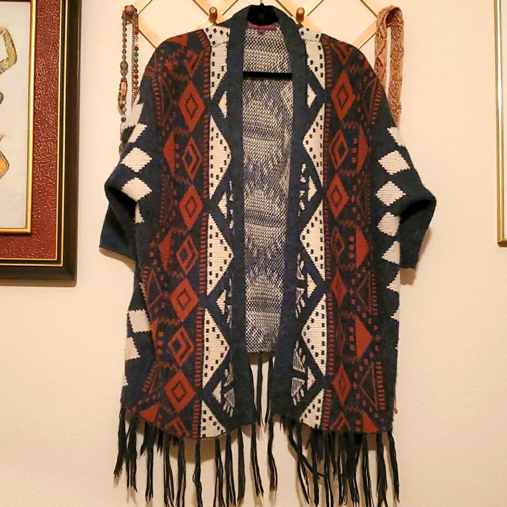 Sweet Sinammon Boho Open Front Sweater